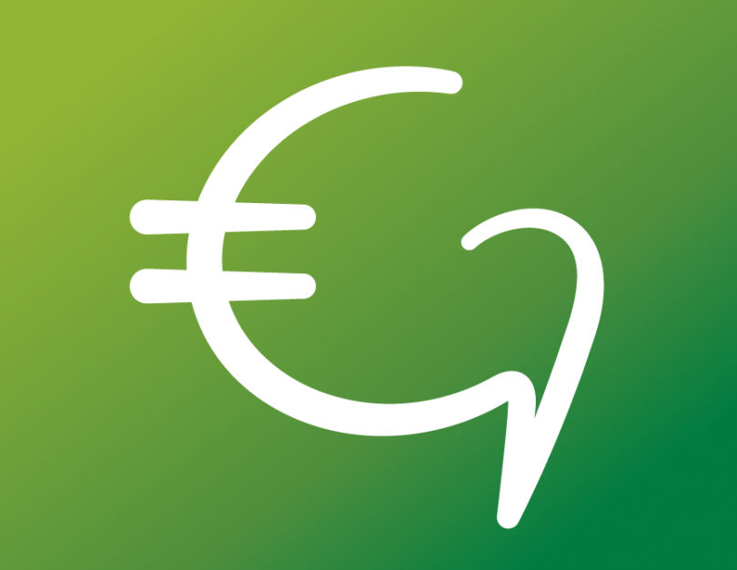 GoGlobalBeHappy logo modified as pictogram showing a Euro symbol